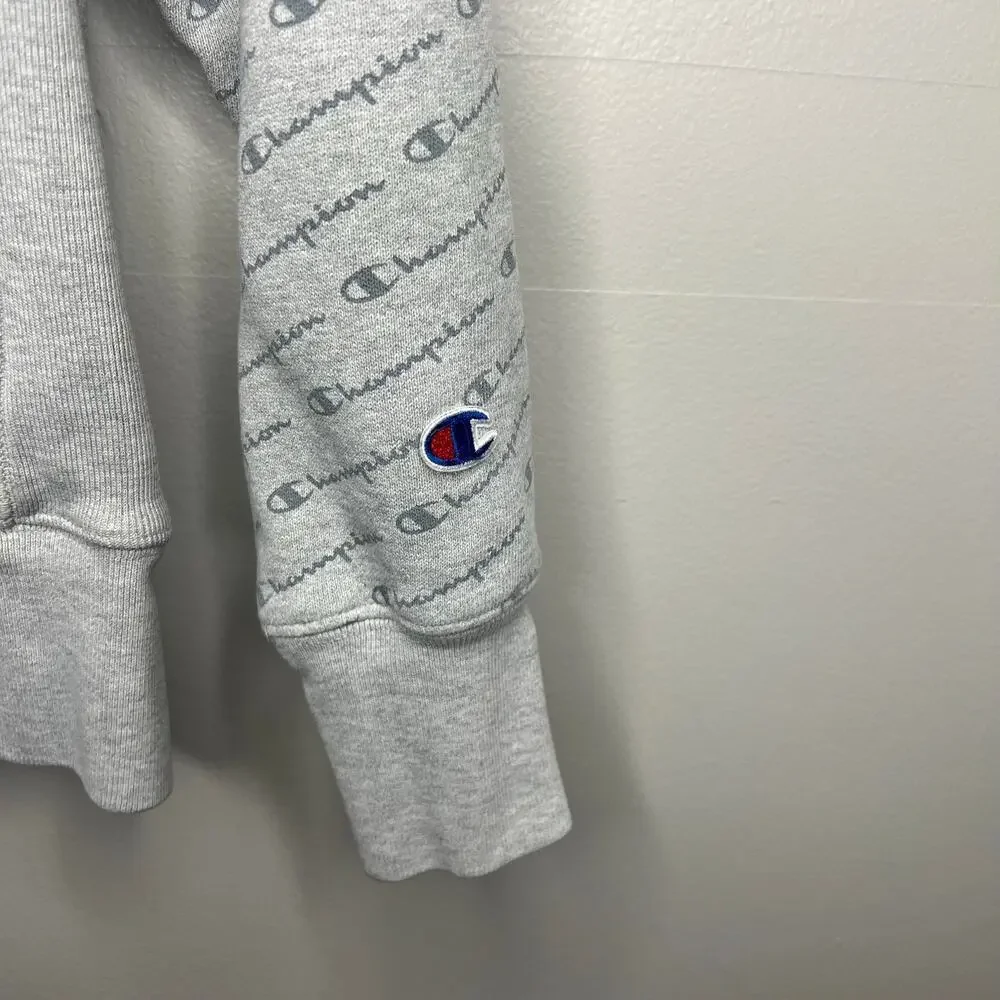 Champion Men's Reverse Weave‎ Pullover Hoodie All Over Print Size Medium Gray